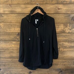 Black Hooded Pullover with Zipper
